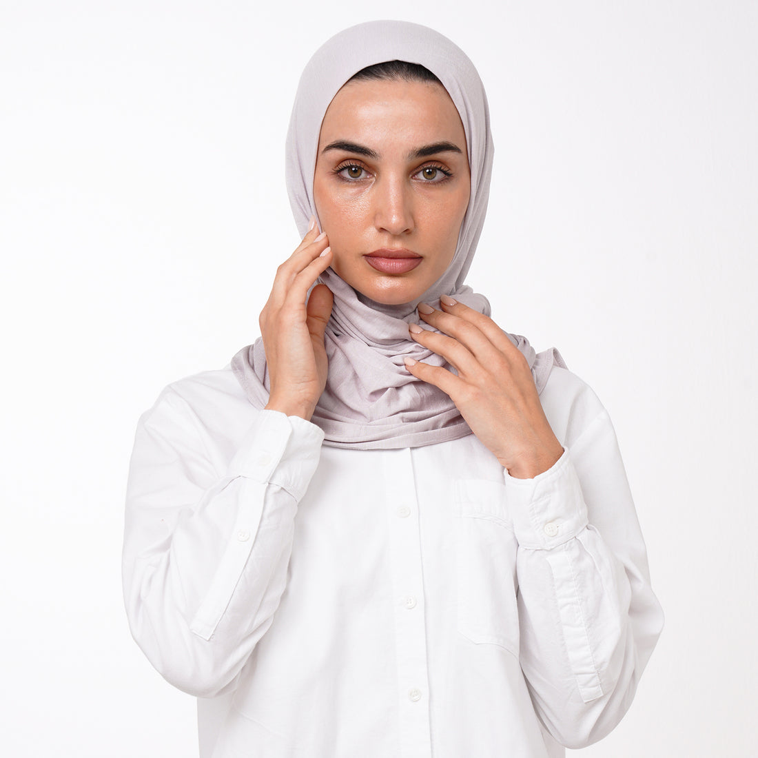 Double Stretch Chiffon Hijab - Light Gray