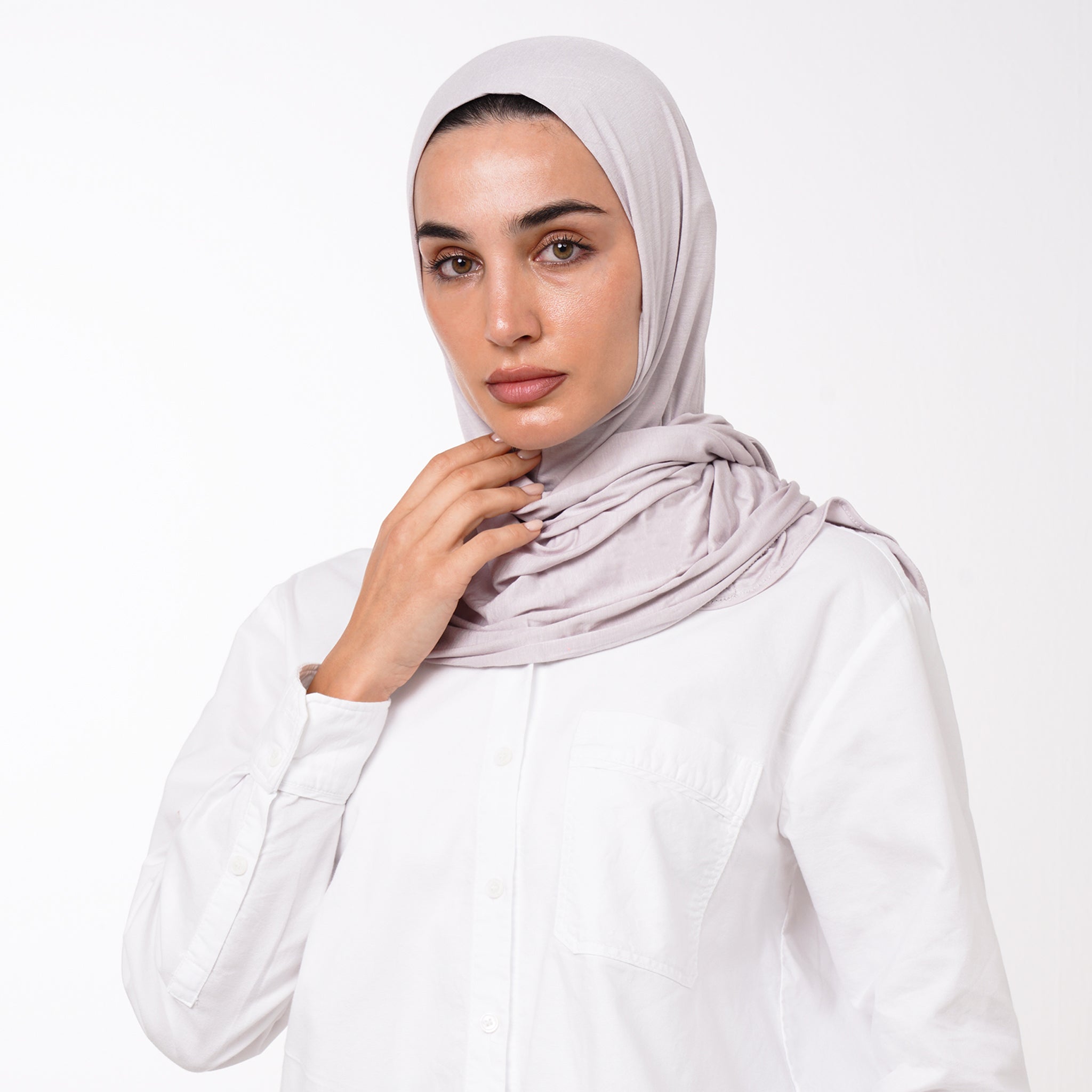 Double Stretch Chiffon Hijab - Light Gray