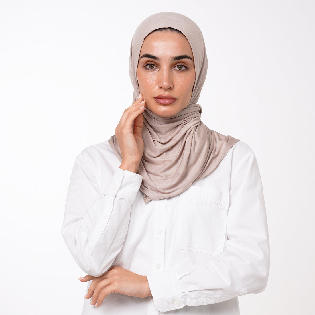 Double Stretch Chiffon Hijab - Warm Taupe