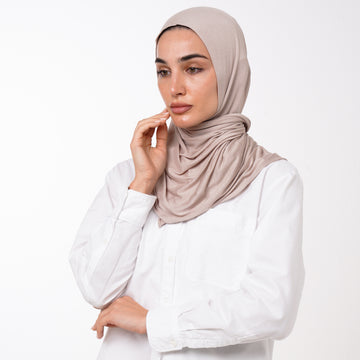 Double Stretch Chiffon Hijab - Warm Taupe