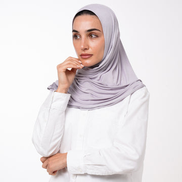 Double Stretch Chiffon Hijab - Lavender Gray