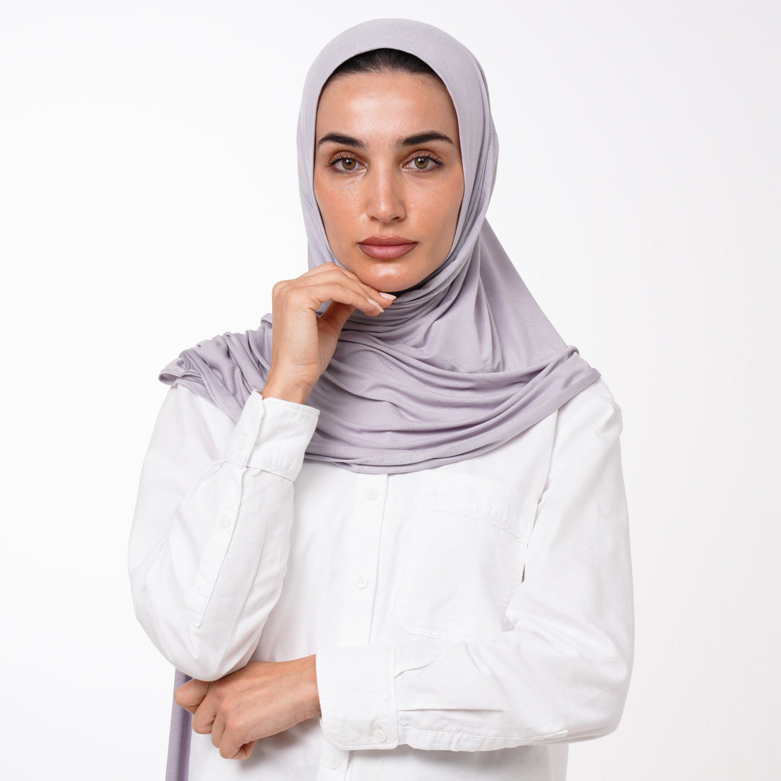 Double Stretch Chiffon Hijab - Lavender Gray