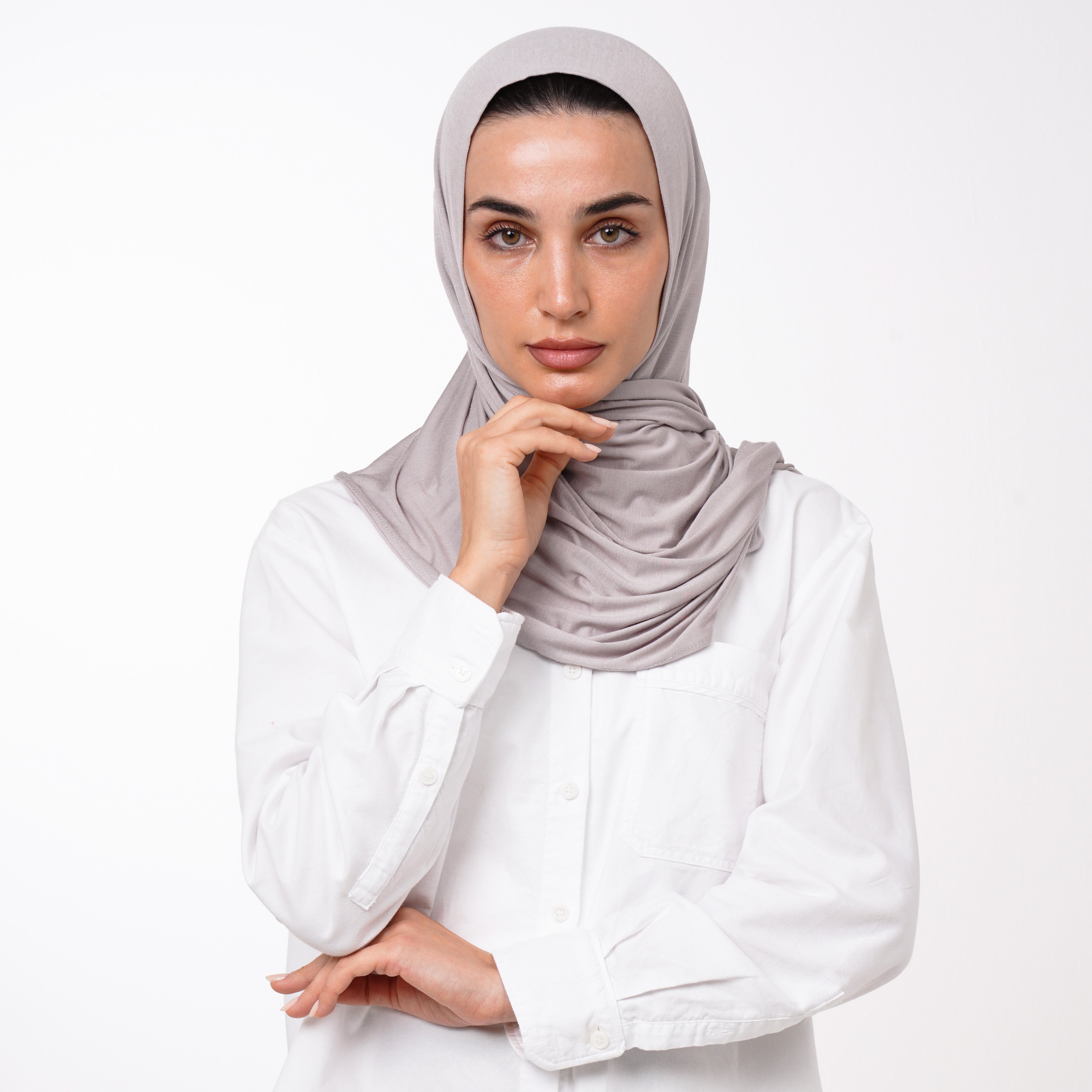 Cotton Malmal Folded Hijab - Taupe