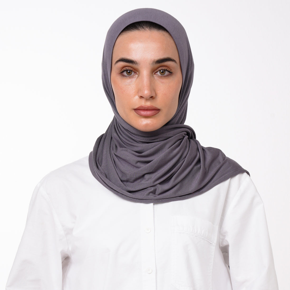 Cotton Malmal Folded Hijab - Slate Gray