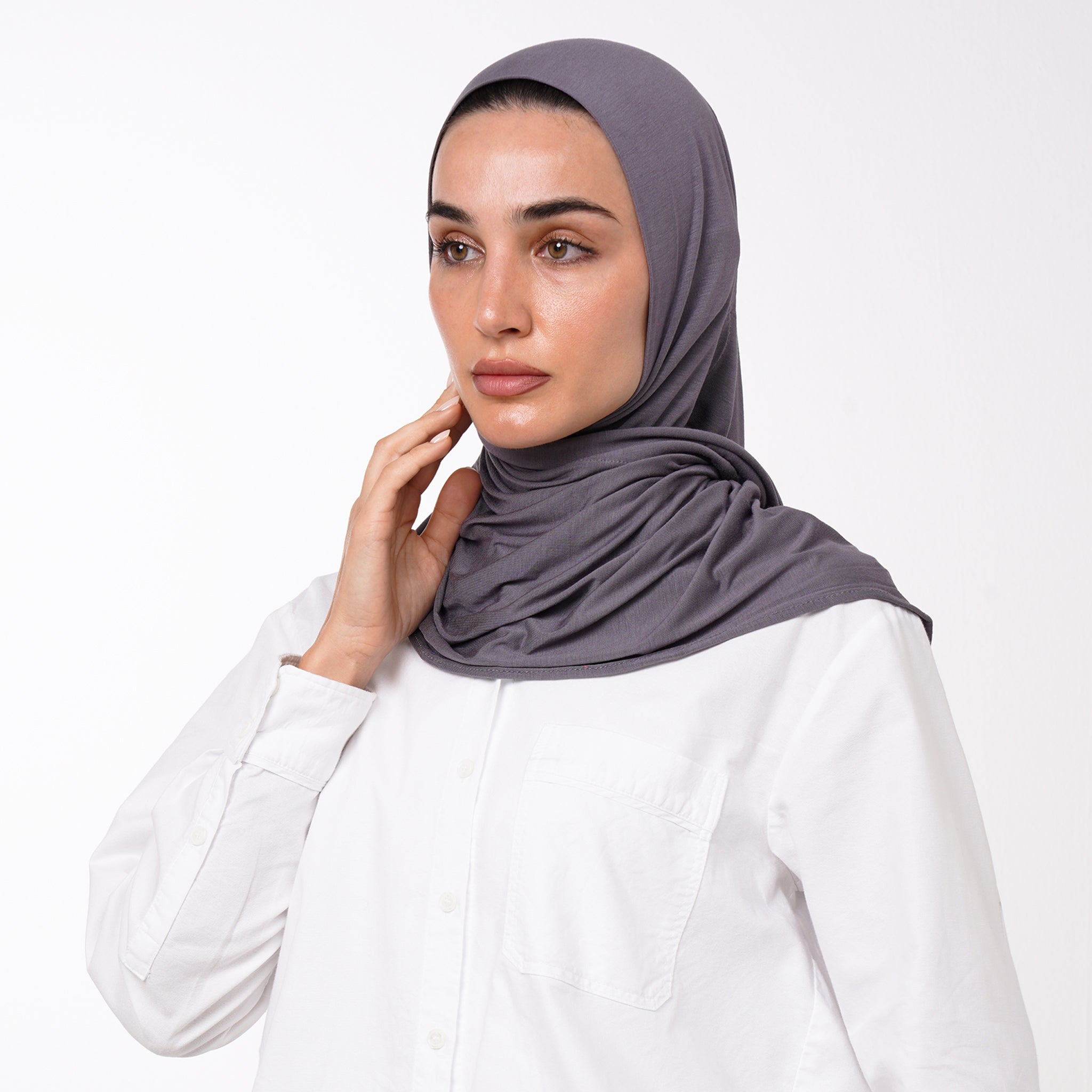 Cotton Malmal Folded Hijab - Slate Gray