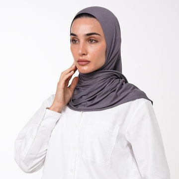 Cotton Malmal Folded Hijab - Slate Gray