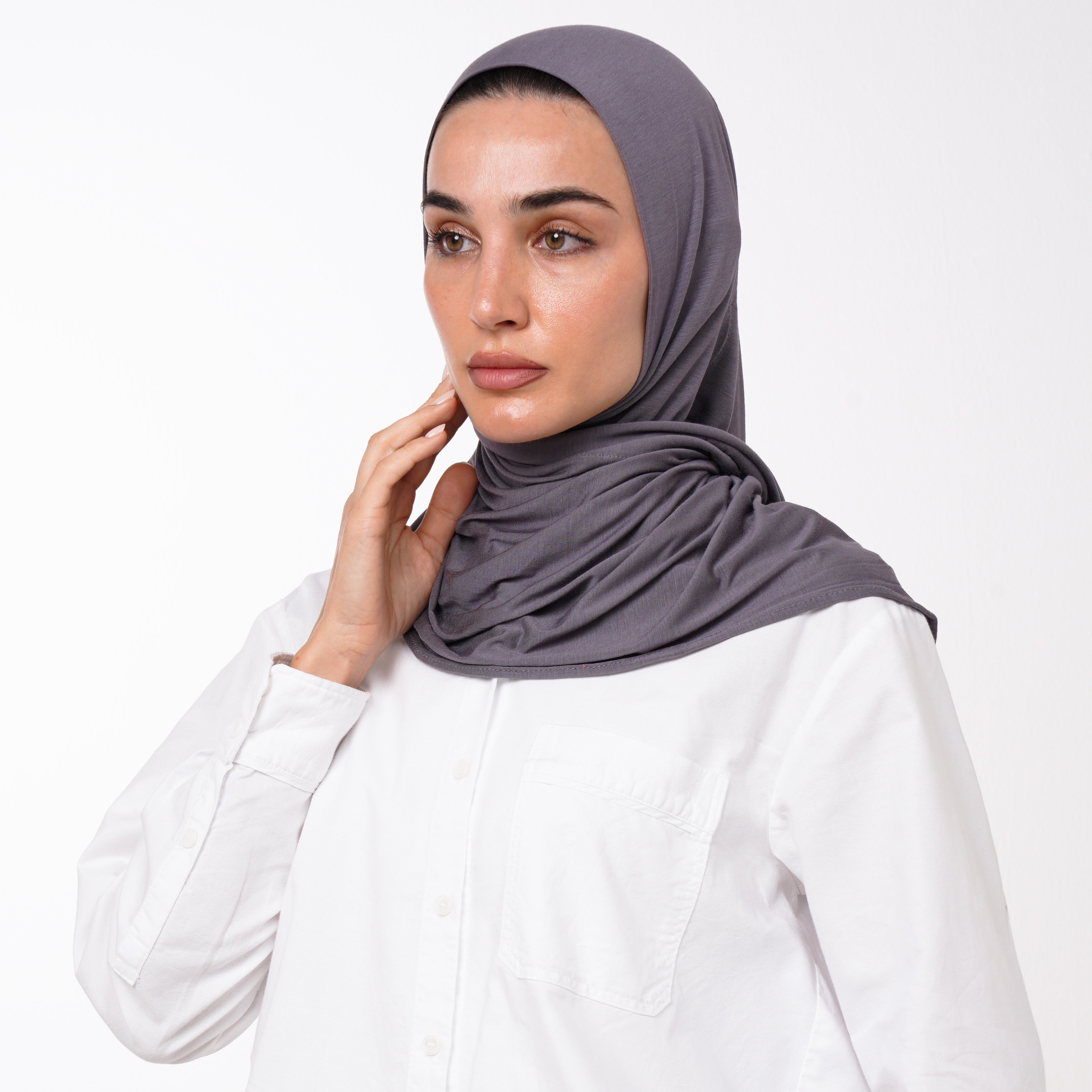 Double Stretch Chiffon Hijab - Charcoal Gray