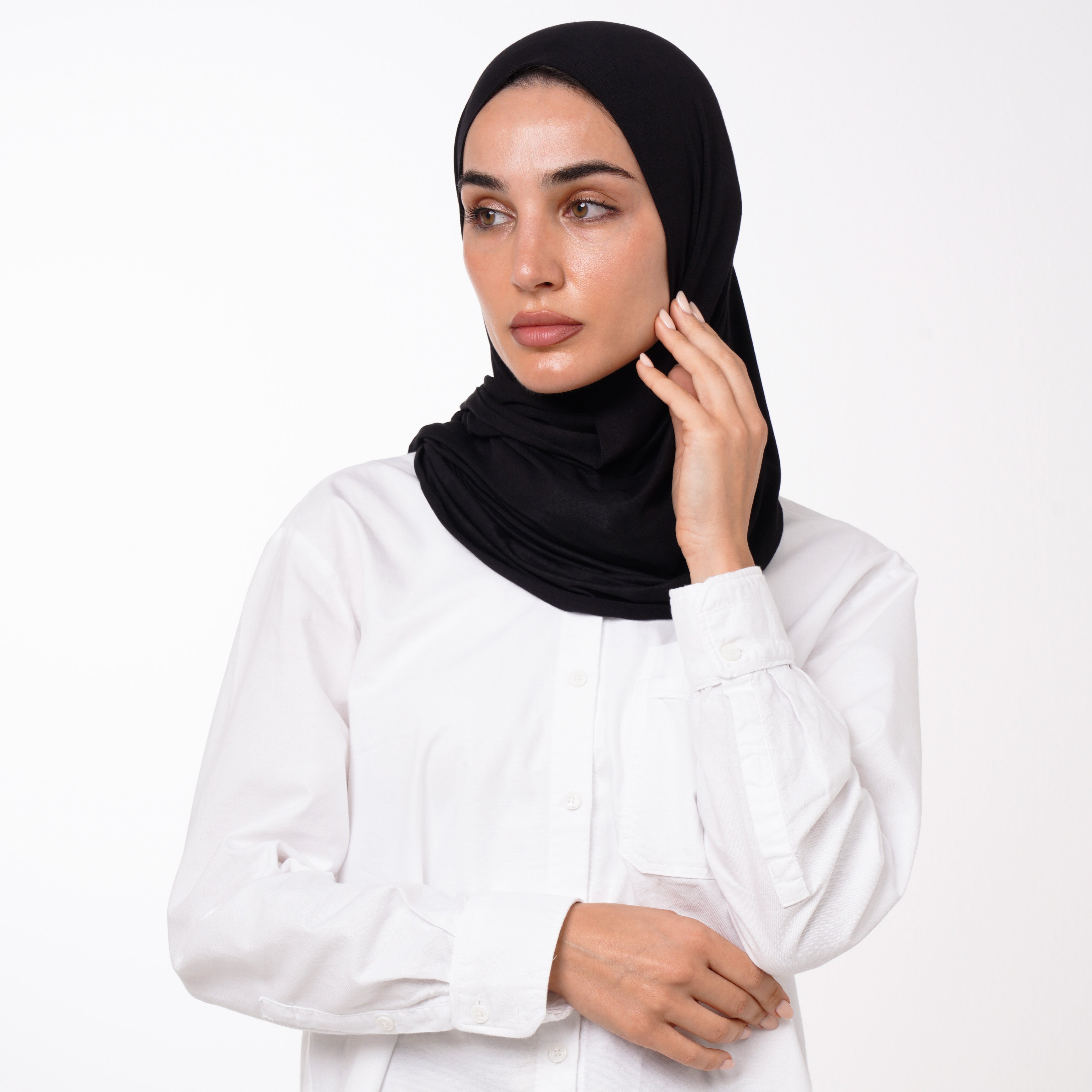 Double Stretch Chiffon Hijab - Black