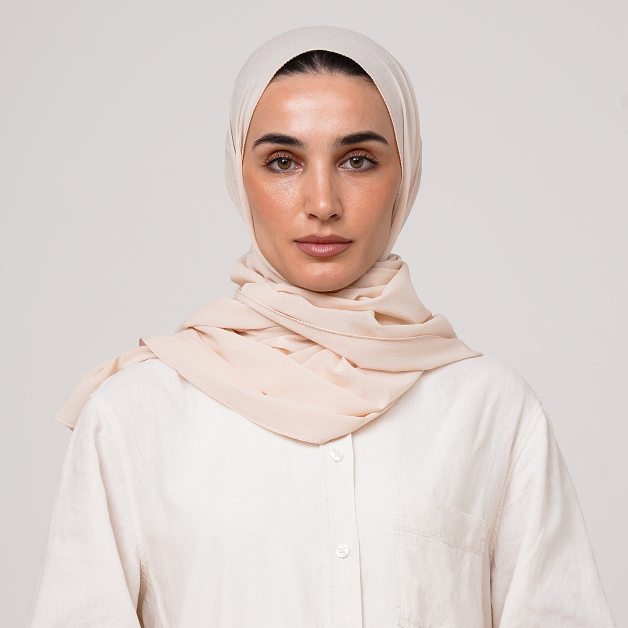 Premium Chiffon Hijab - Soft Peach