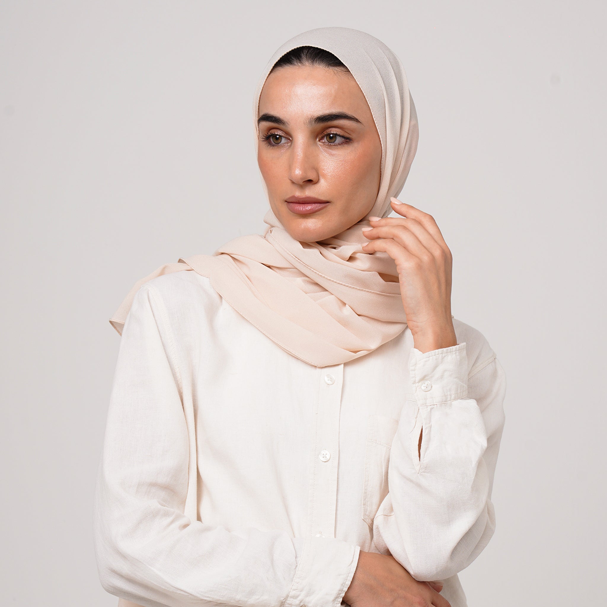 Premium Chiffon Hijab - Soft Peach