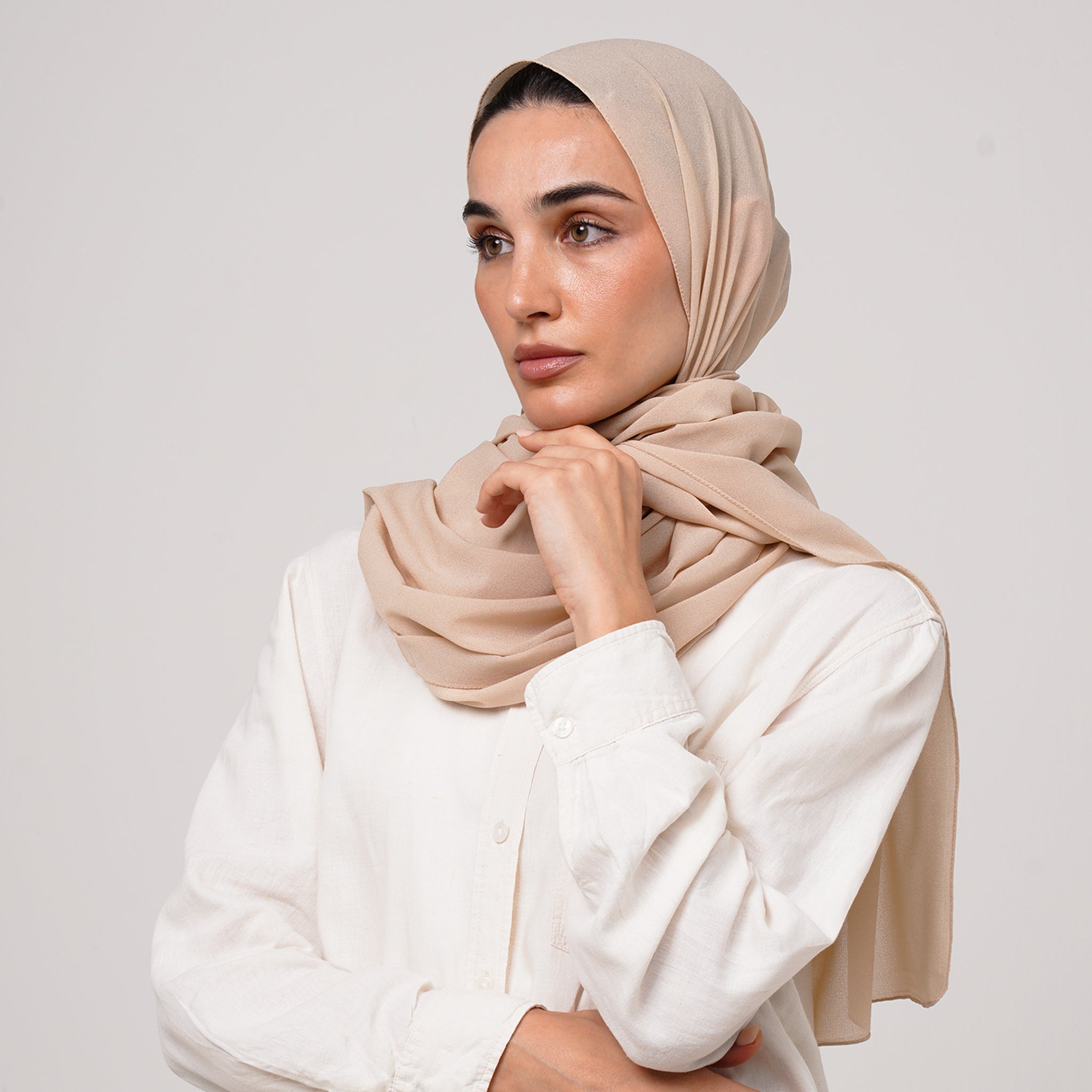 Premium Chiffon Hijab -Warm Beige