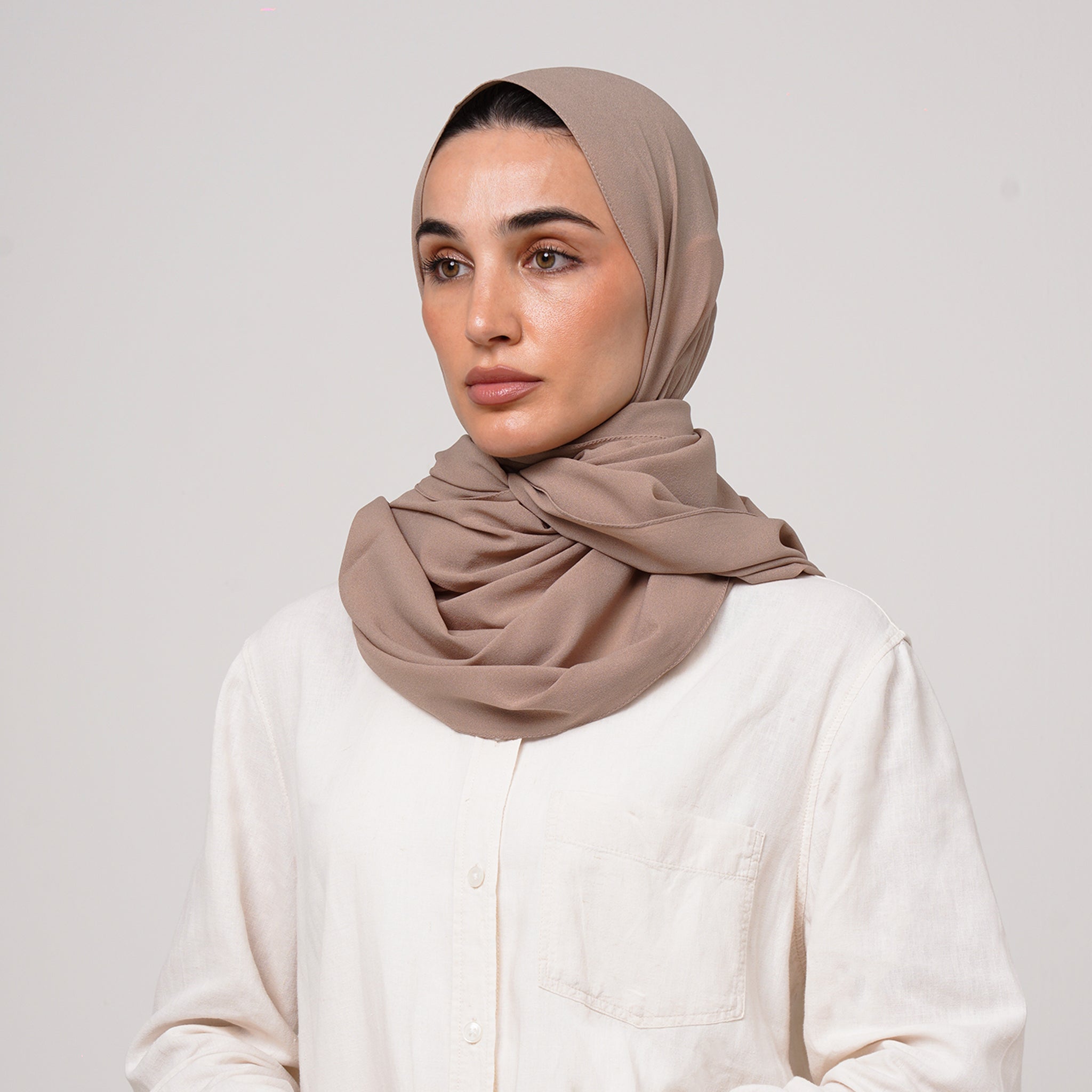 Double Stretch Chiffon Hijab - Mushroom Taupe