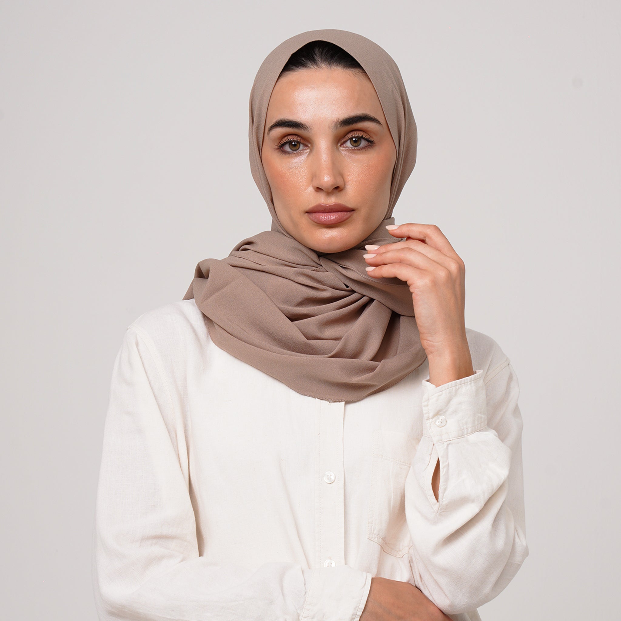Premium Chiffon Hijab -Warm Taupe