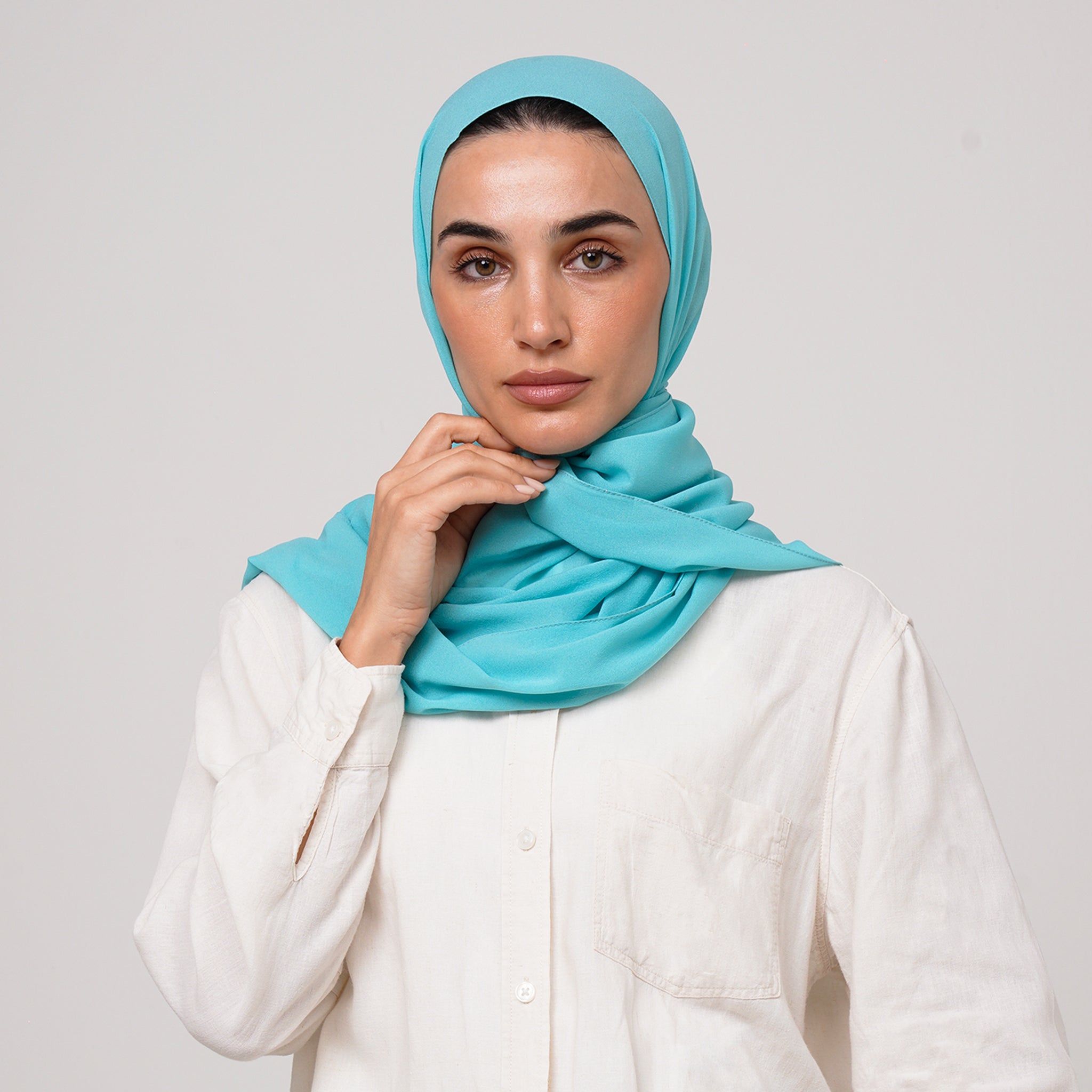 Double Stretch Chiffon Hijab - Turquoise Mist