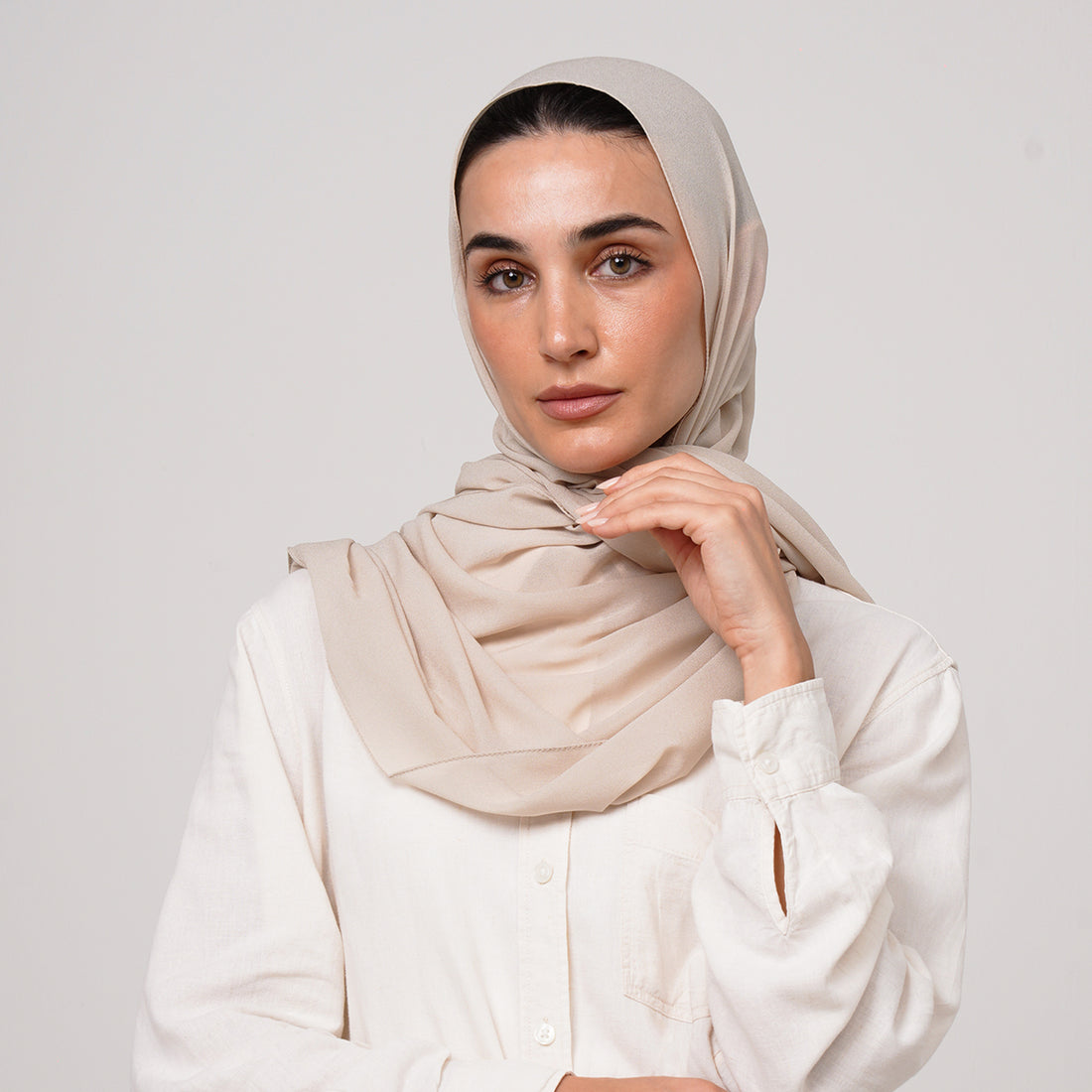 Premium Chiffon Hijab -Sand Beige