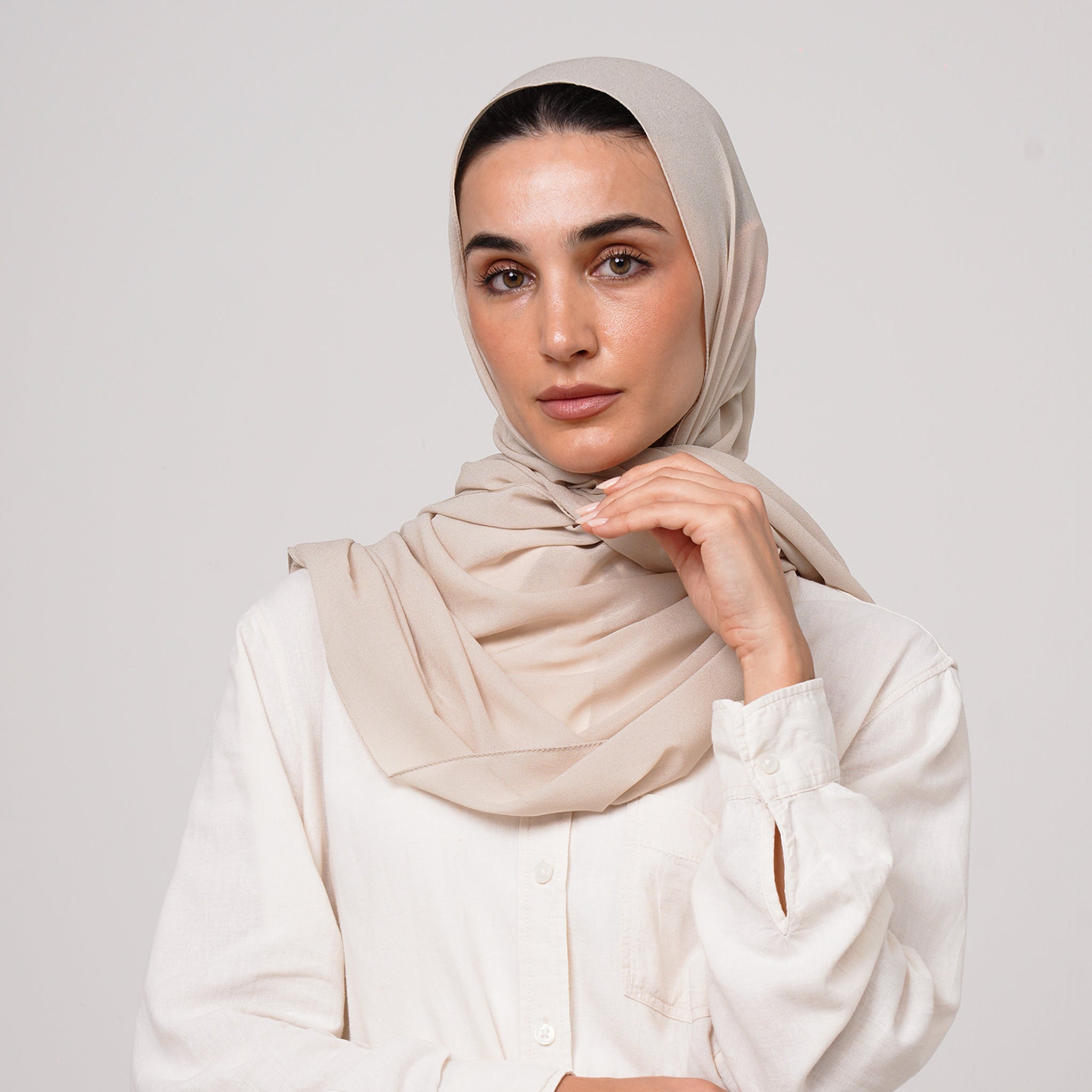 Premium Chiffon Hijab -Sand Beige