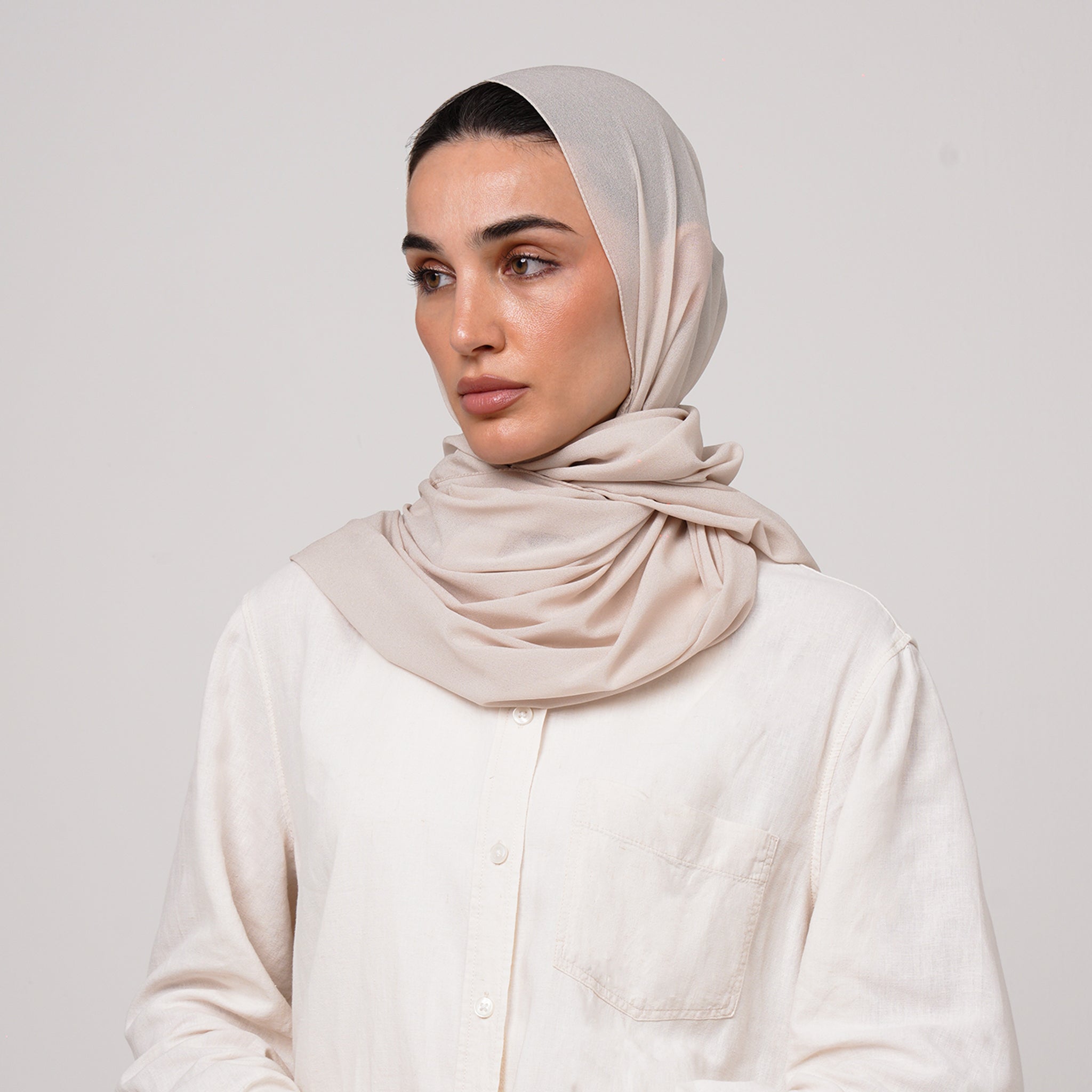Double Stretch Chiffon Hijab - Soft Almond