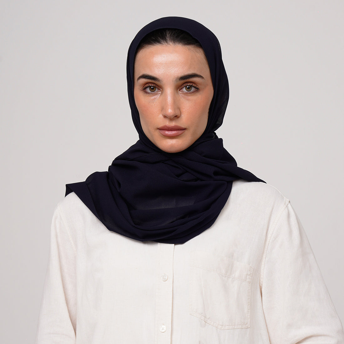 Premium Chiffon Hijab -Navy Blue