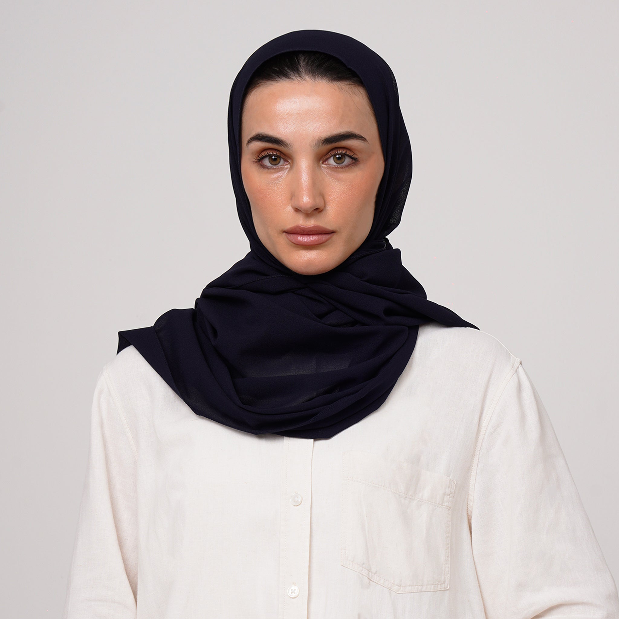 Premium Chiffon Hijab -Navy Blue