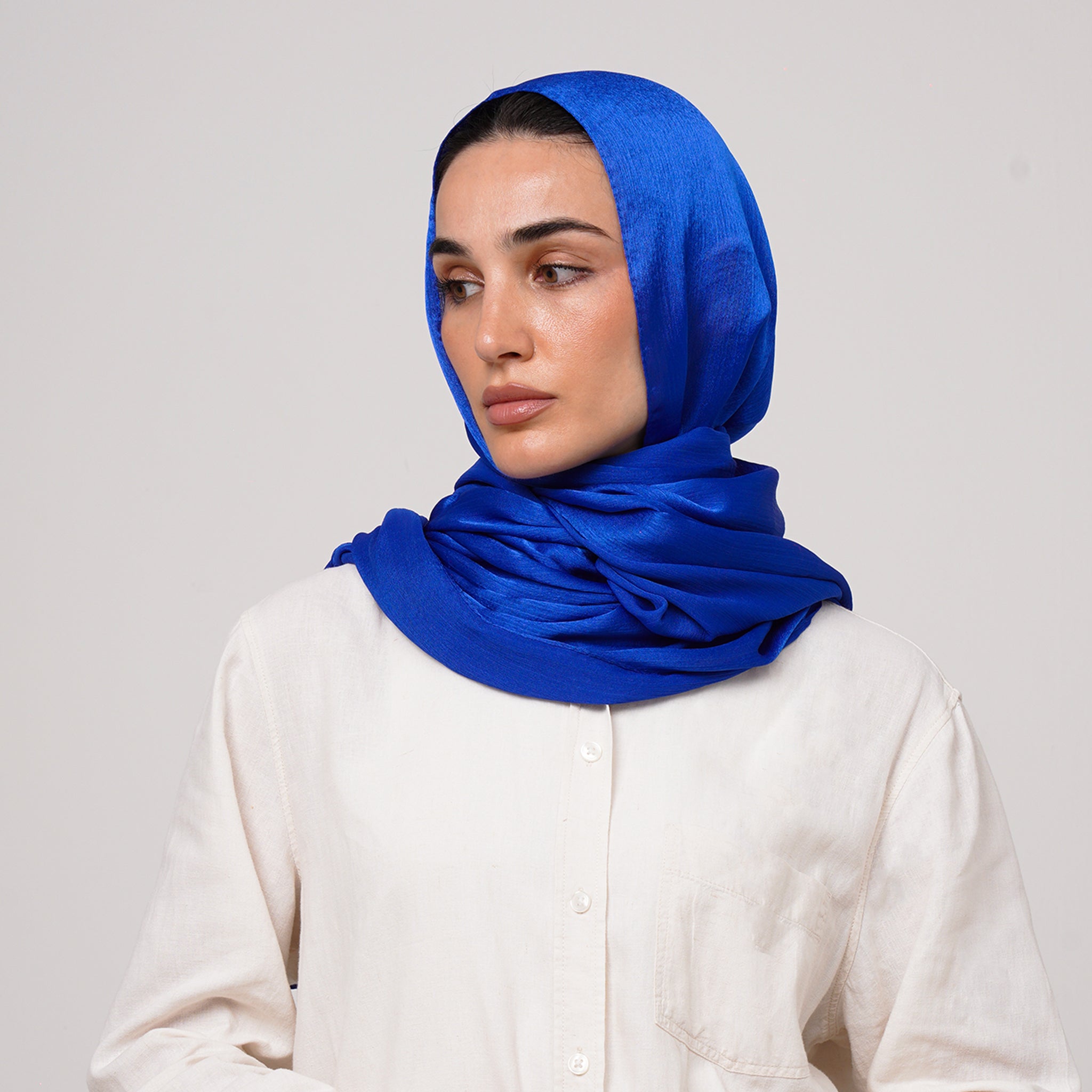 Shiny Satin Hijab - Royal Blue