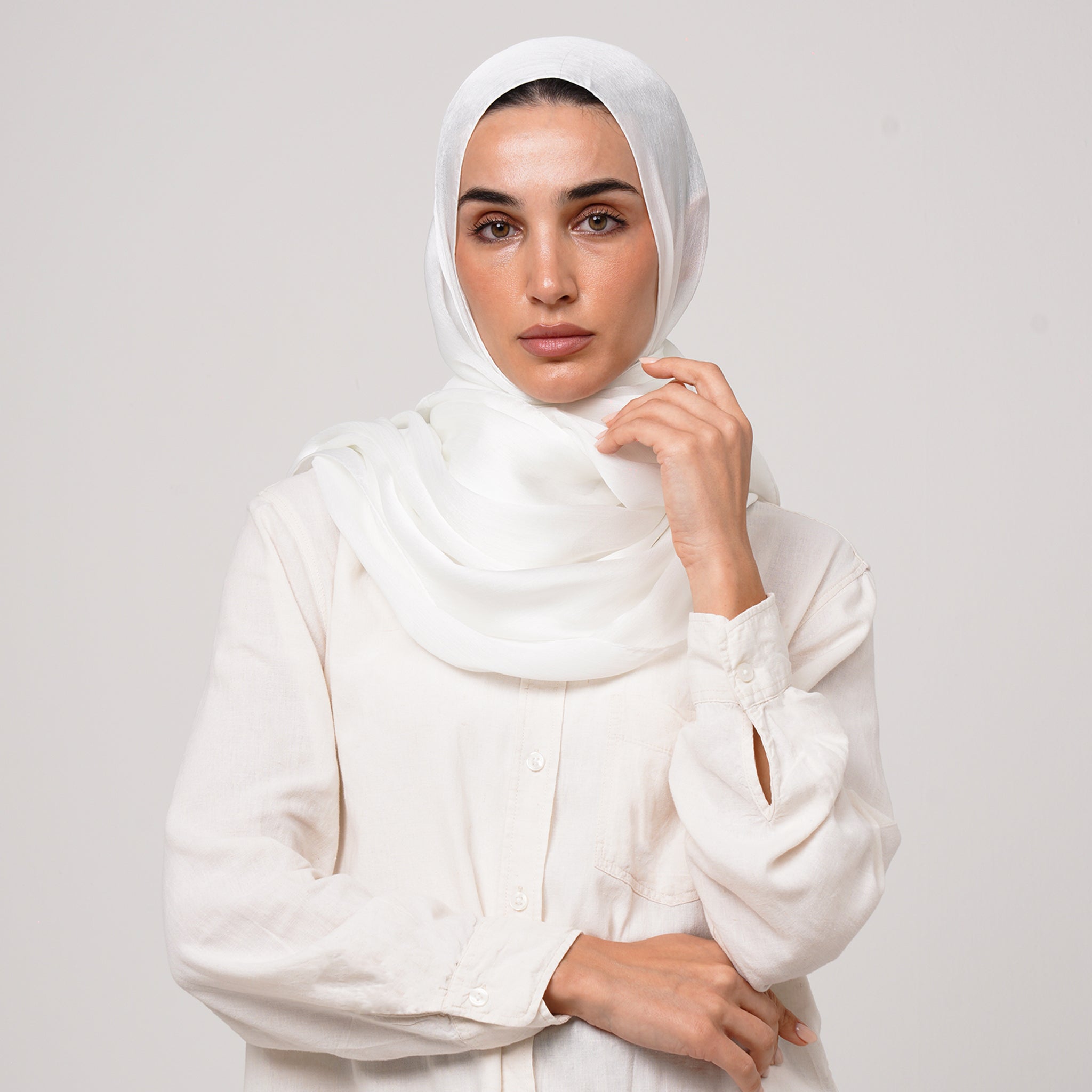 Shiny Satin Hijab - Pure White