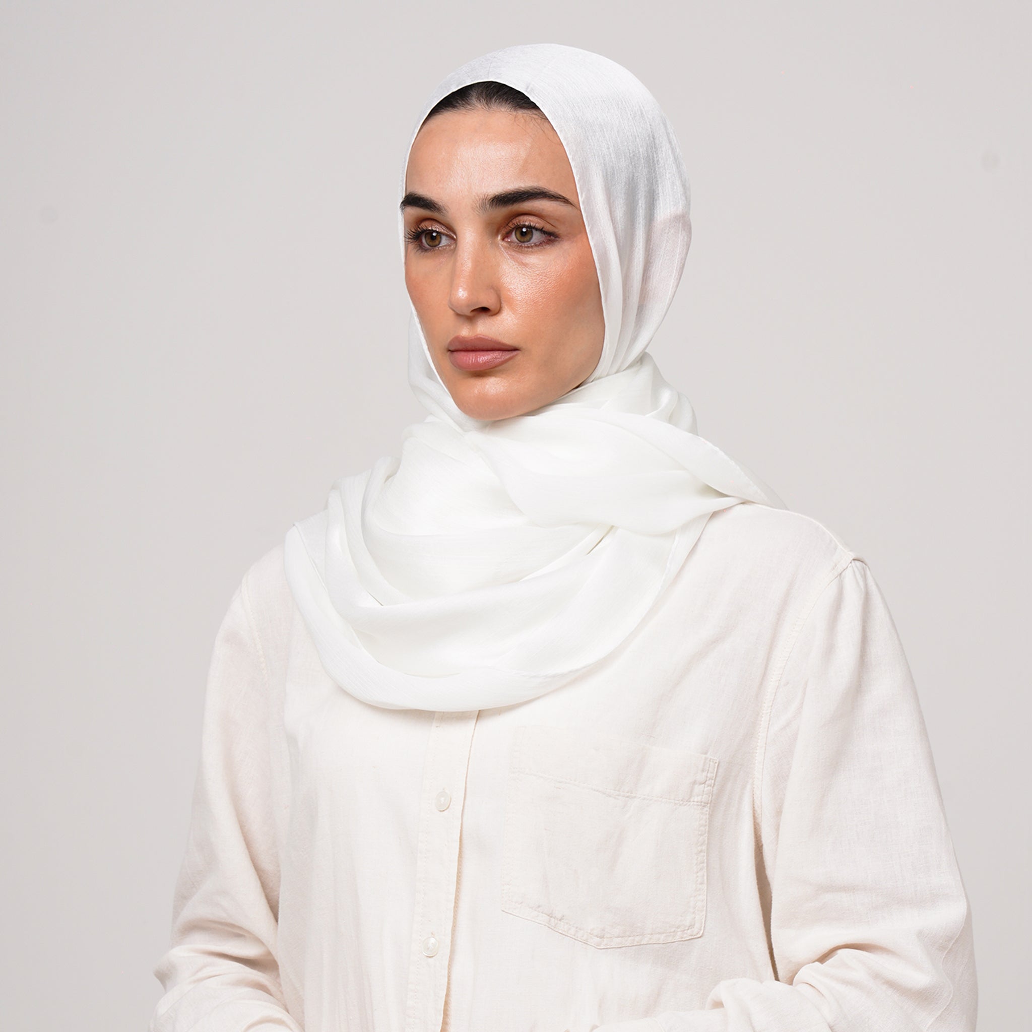 Shiny Satin Hijab - Pure White