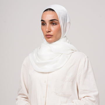Shiny Satin Hijab - Pure White