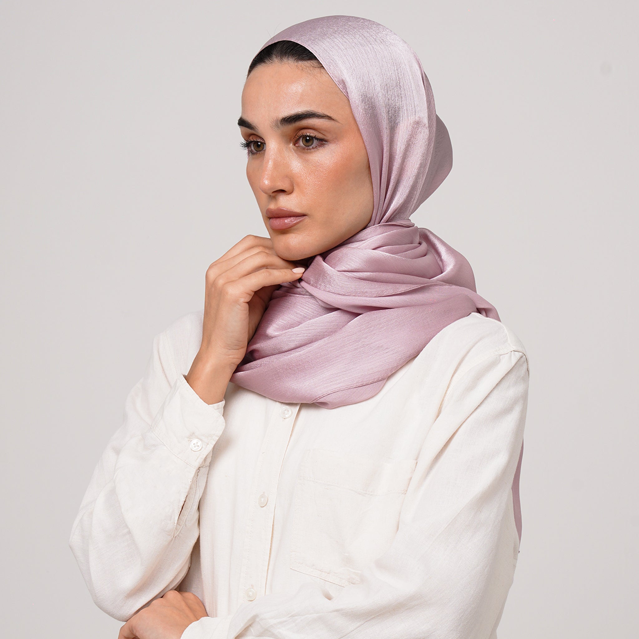 Shiny Satin Hijab - Dusty Rose