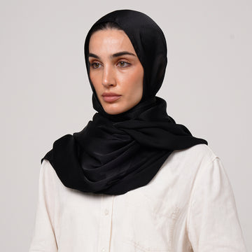 Shiny Satin Hijab - Black