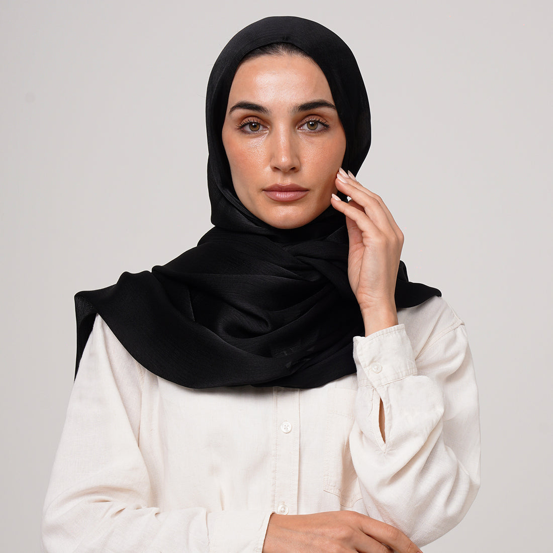 Shiny Satin Hijab - Black