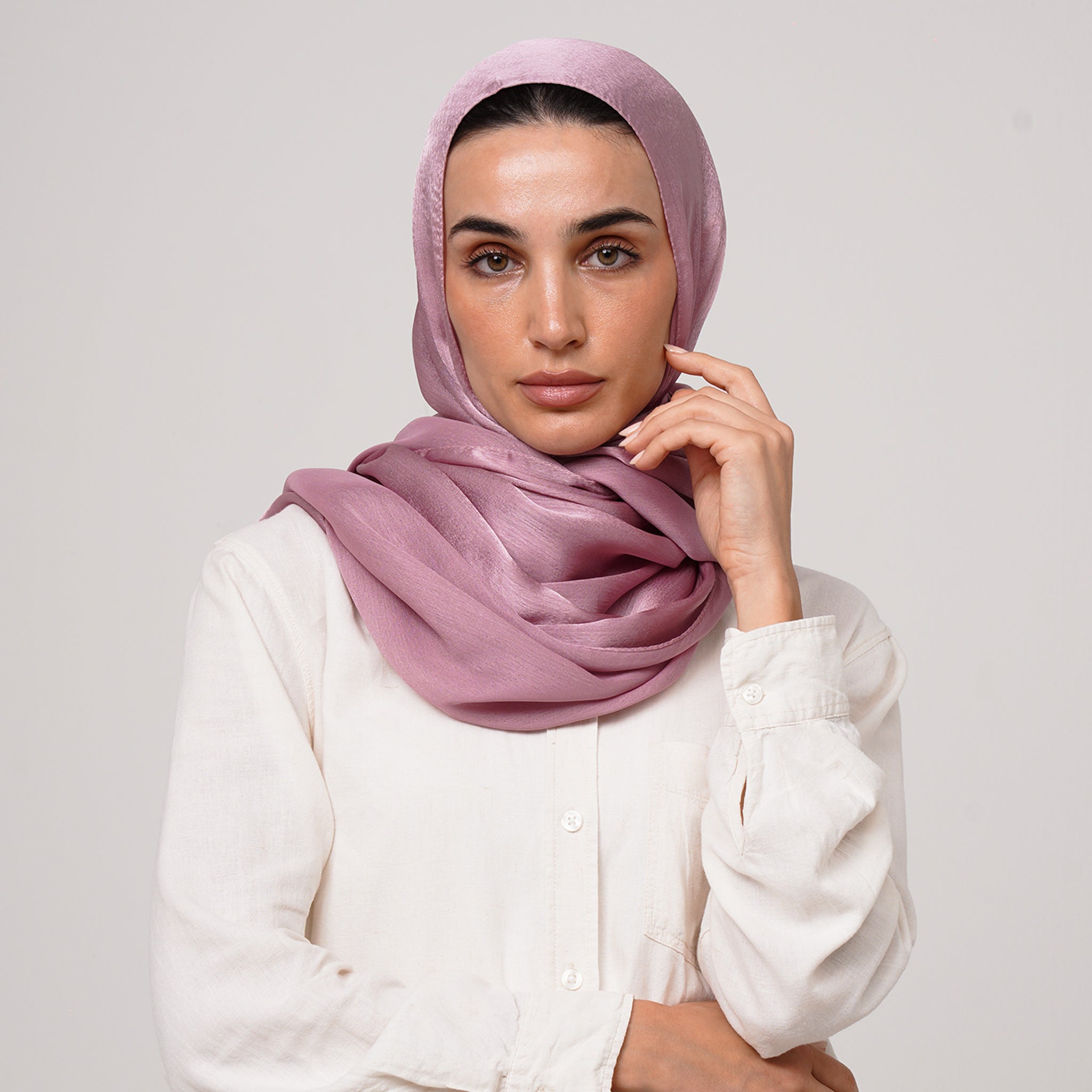Shiny Satin Hijab - Rose Pink