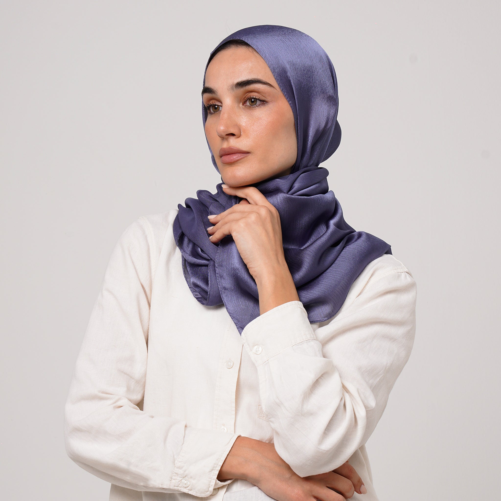 Shiny Satin Hijab - Muted Purple
