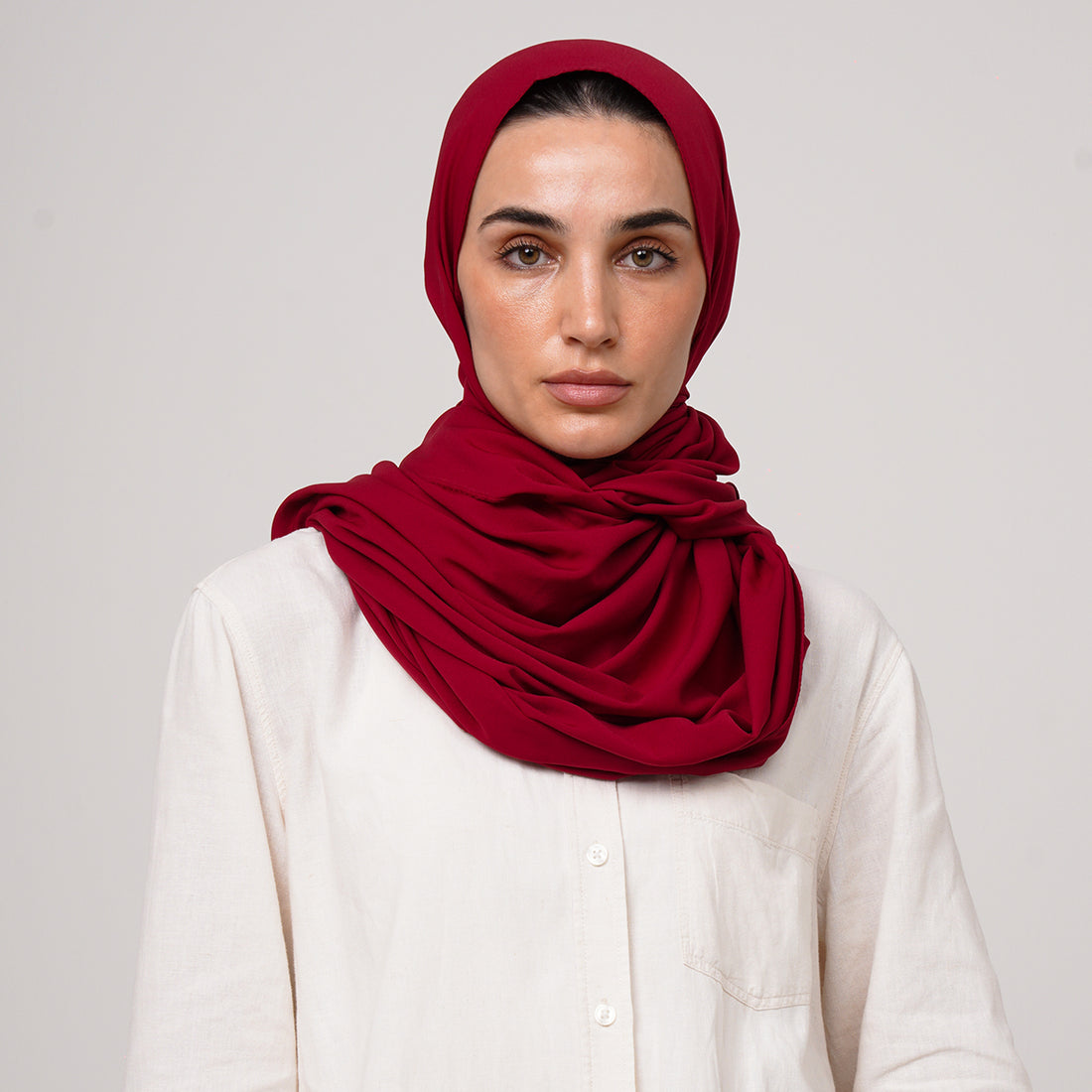 Soft Cotton lycra Hijab - Crimson Red