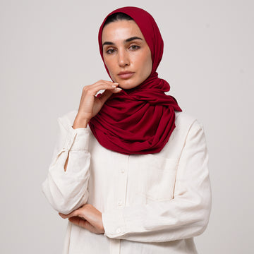 Soft Cotton lycra Hijab - Crimson Red