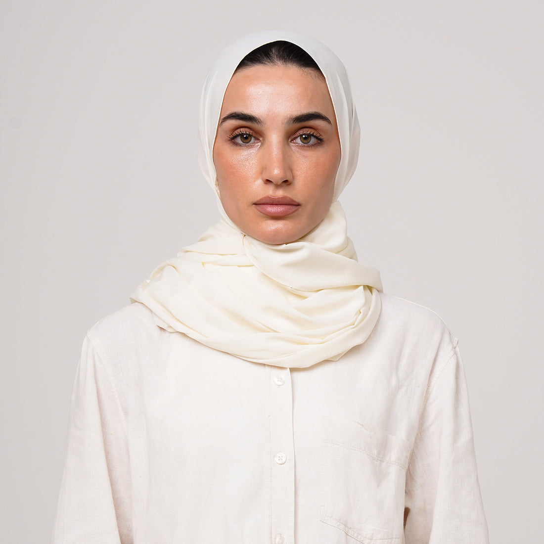 Soft Cotton lycra Hijab - Cream White