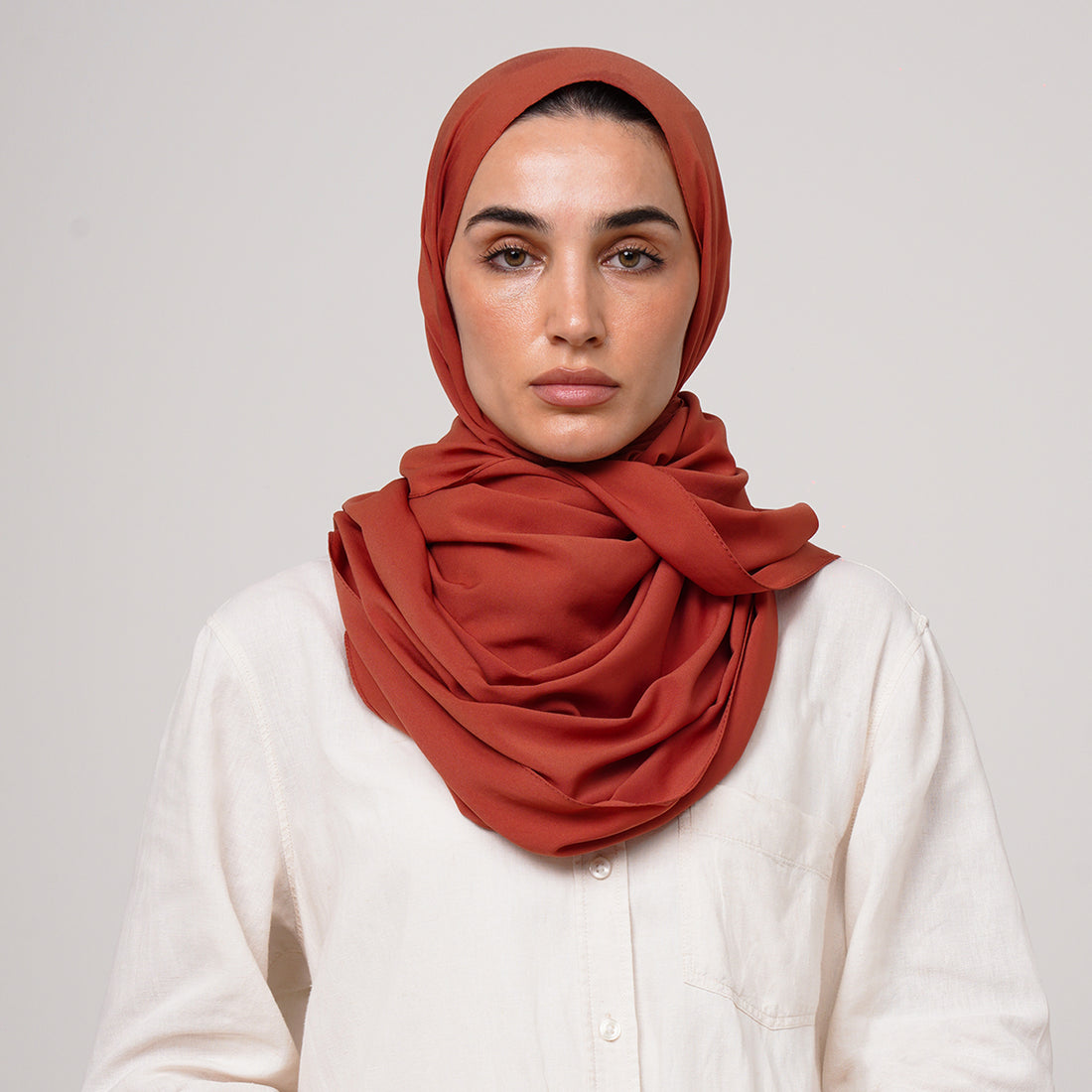 Soft Cotton lycra Hijab - Burnt Orange