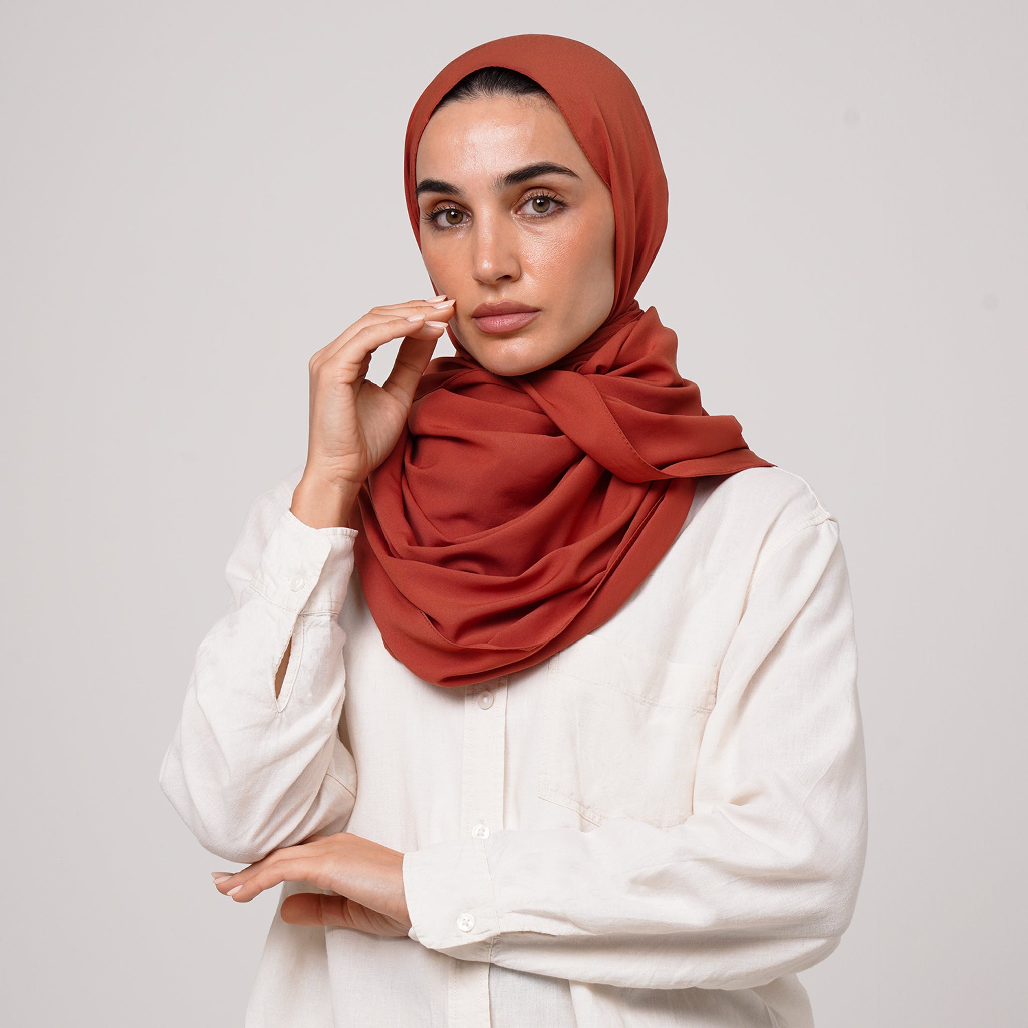 Soft Cotton lycra Hijab - Burnt Orange