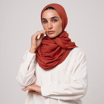 Soft Cotton lycra Hijab - Burnt Orange