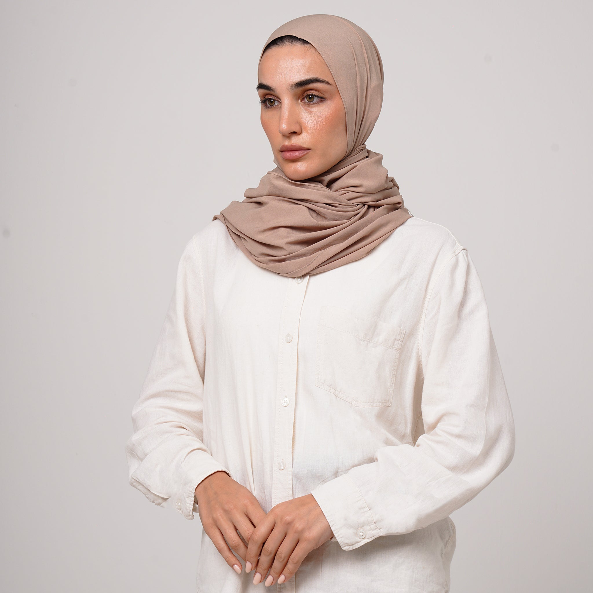 Soft Cotton lycra Hijab - Light Taupe