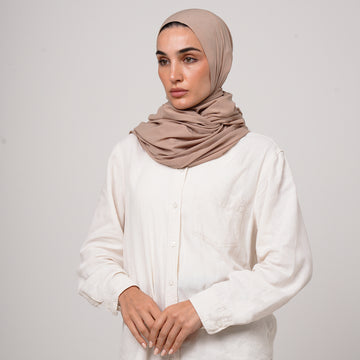 Soft Cotton lycra Hijab - Light Taupe