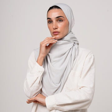 Soft Cotton lycra Hijab - Light Gray