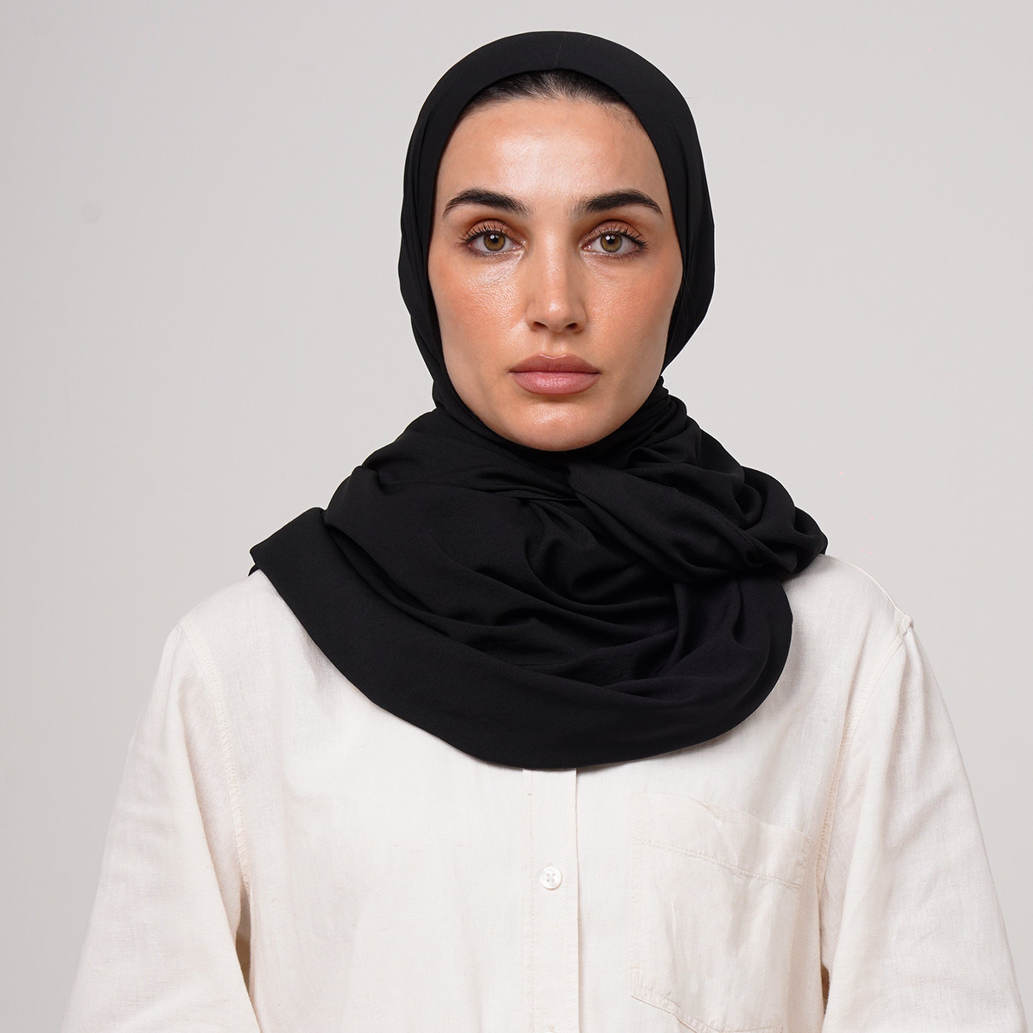 Soft Cotton lycra Hijab - Black
