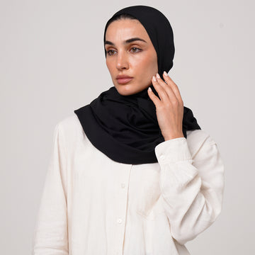 Soft Cotton lycra Hijab - Black