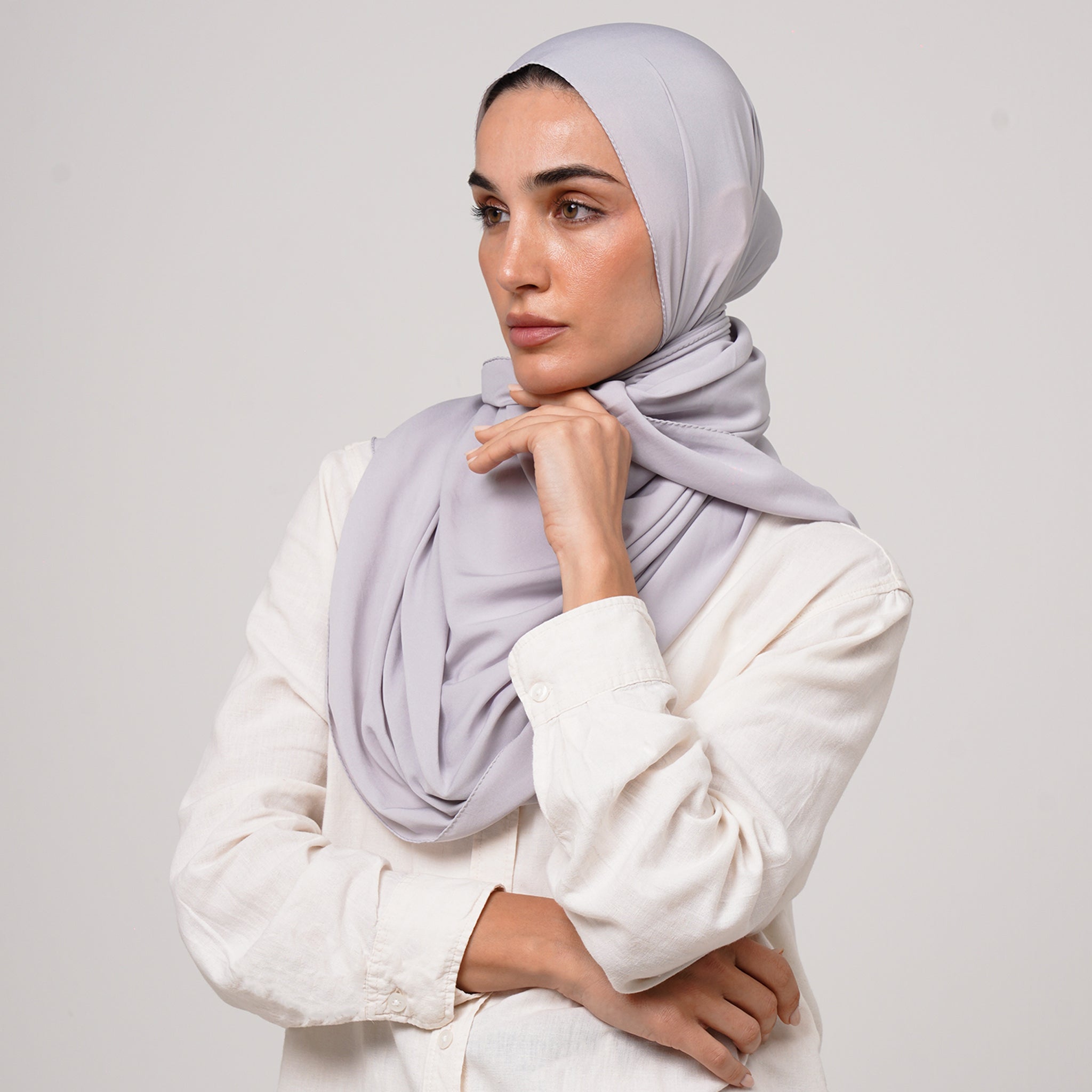 Soft Cotton lycra Hijab - Soft Gray