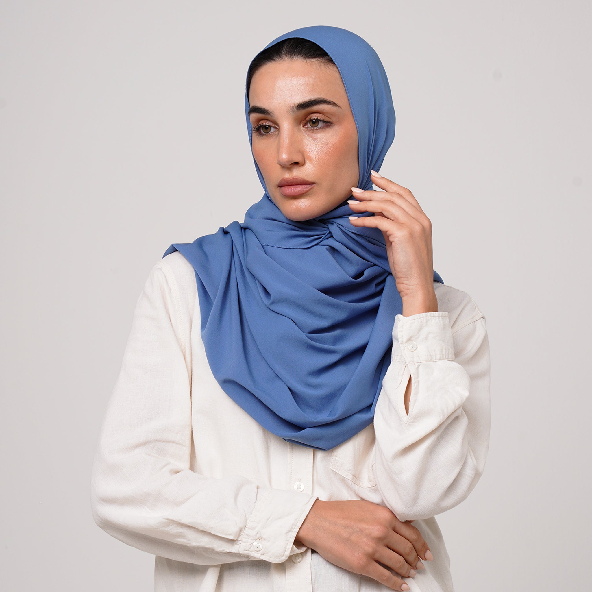 Soft Cotton lycra Hijab - Steel Blue