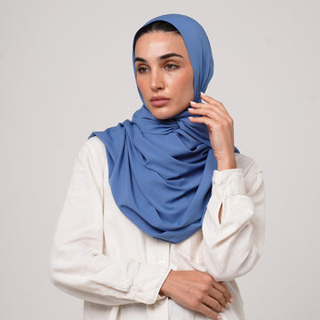 Soft Cotton lycra Hijab - Steel Blue