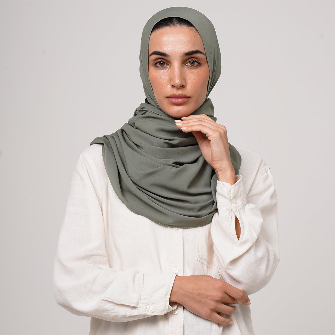 Soft Cotton lycra Hijab - Olive Green