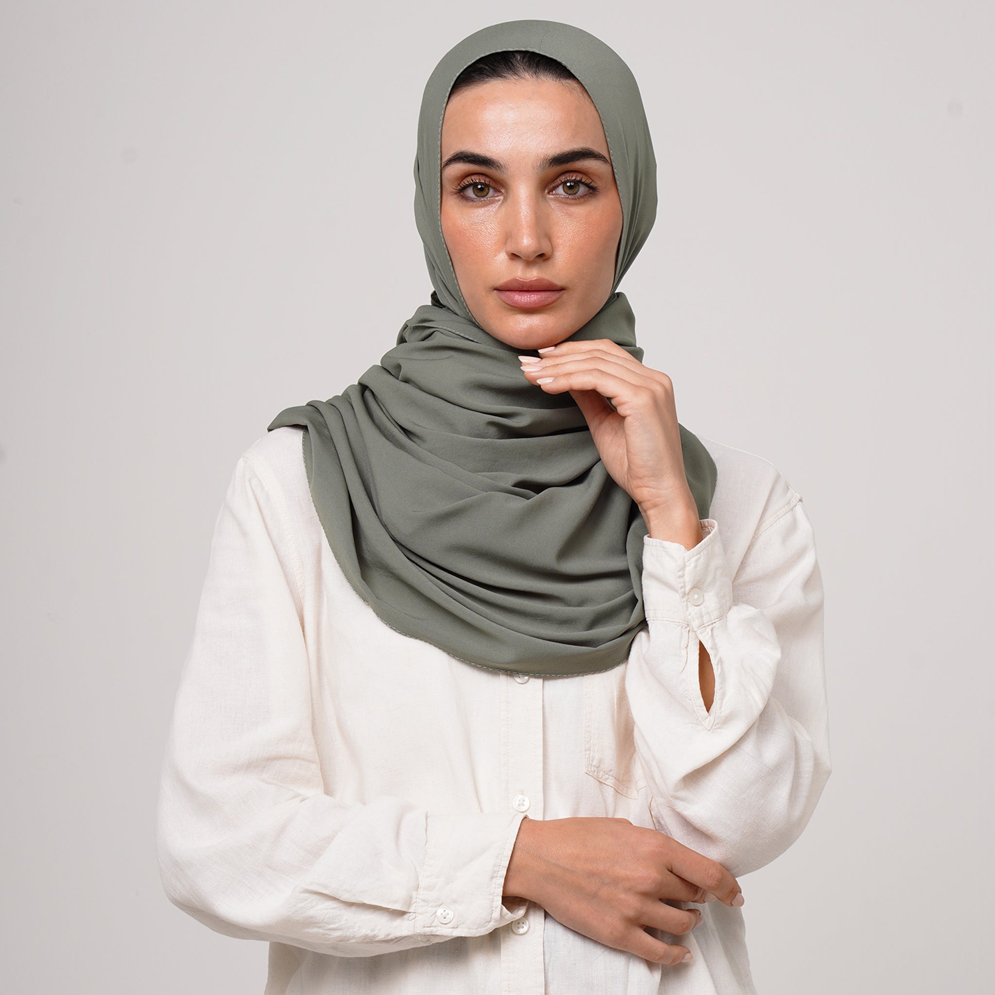 Soft Cotton lycra Hijab - Olive Green