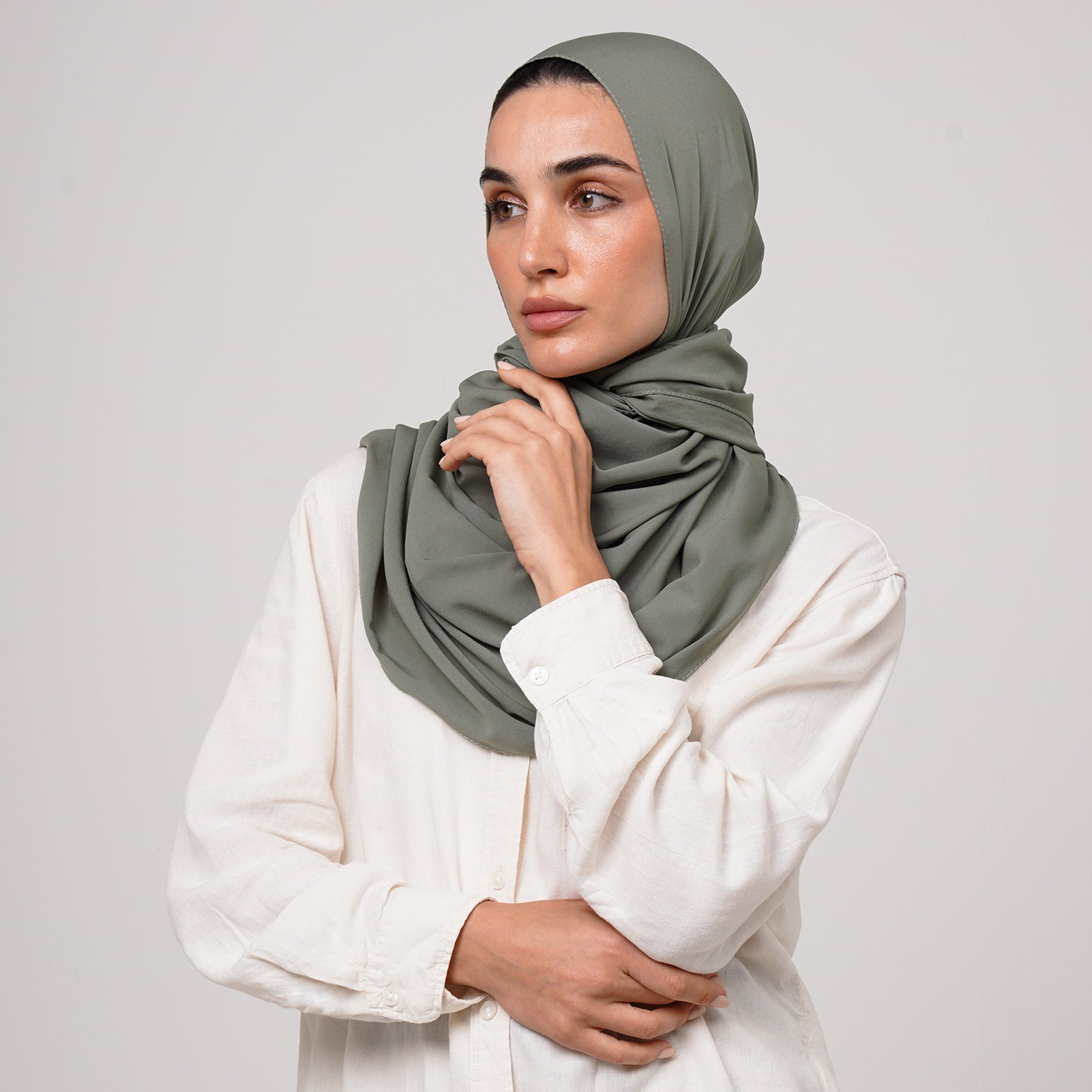 Soft Cotton lycra Hijab - Olive Green