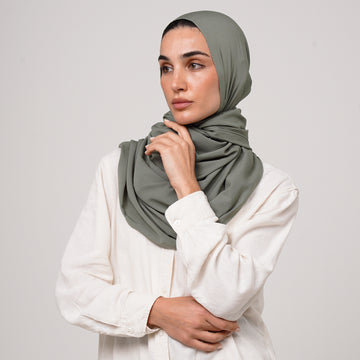 Soft Cotton lycra Hijab - Olive Green